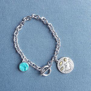 Nature themed - Rhodium charm bracelet